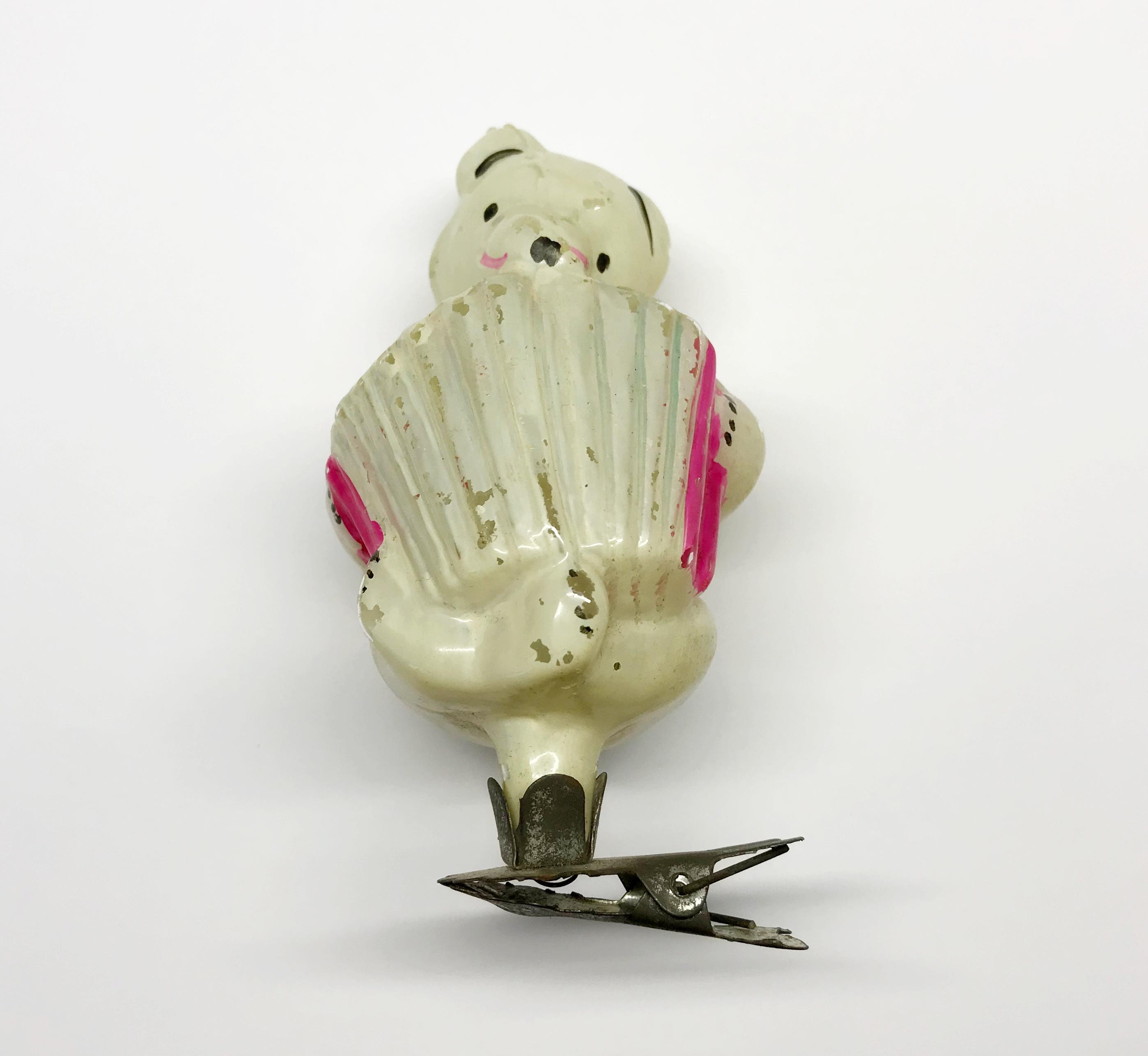 ソビエト　ガラスオーナメント　アコーディオンくまさん　クリスマスオーナメント ヴィンテージガラスクリスマスオーナメント：ソ連の