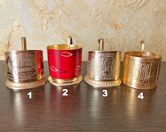 Porte-verres à thé vintage en aluminium – Podstakannik, années 1970