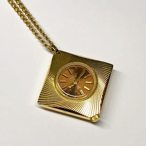 Vintage Chaika Watch Pendant Gold Plated USSR Women&#39;s Jewelry