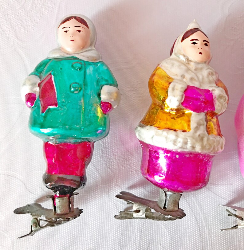 Restored soviet vintage glass Christmas tree Ornaments.
Made in USSR 1970s. Were in use.
The restoration is of very high quality.