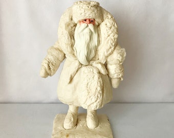 Soviet Christmas Tree cotton wool Ded Moroz - Santa Claus - Vintage collectible Christmas decor -papier-mache Father Frost USSR 1960