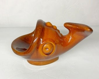 Keramikfigur Fisk vintage statyett MAJOLIKA