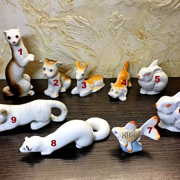 Soviet  porcelain figurine animal - USSR Vintage porcelain - Ukraine vintage - Ukraine sellers - weasel - dog - tiger - lynx