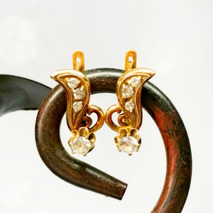 Ukraine vintage silver Earrings earrings with cubic zirconia and gilding