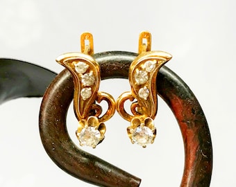 Ukraine Vintage Silber Ohrringe Ohrringe mit Zirkonia und Vergoldung