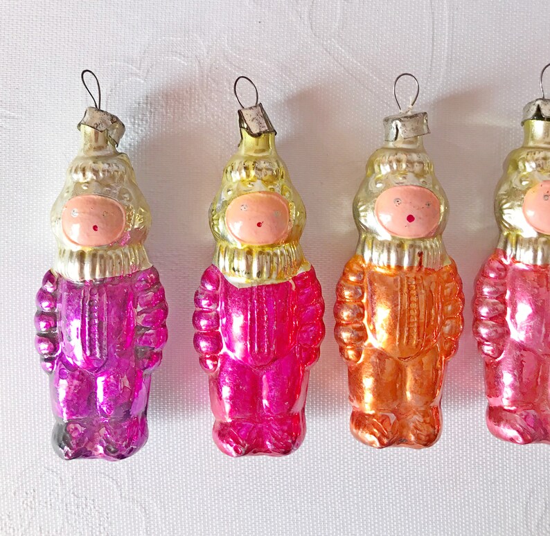 Restored soviet vintage glass Christmas tree Ornaments.
Made in USSR 1970s. Were in use.
The restoration is of very high quality.