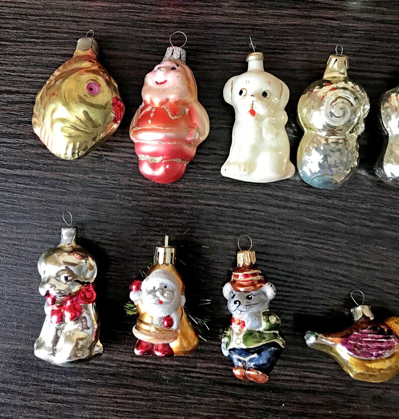 Vintage glass Christmas tree Ornament characters USSR Christmas tree decoration Ukraine Christmas toy soviet zdjęcie 2