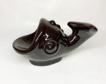 Keramikfigur Fisk vintage statyett MAJOLIKA