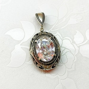 Ukraine vintage silver pendant with cubic zirconia