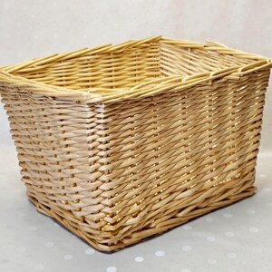 Vintage Aufbewahrungskorb aus Weide, rechteckige Regaltasche aus Rattan, Boho-Organizer-Box