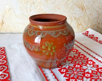 Ceramic cooking pot vintage Ukraine - MAJOLICA soviet USSR