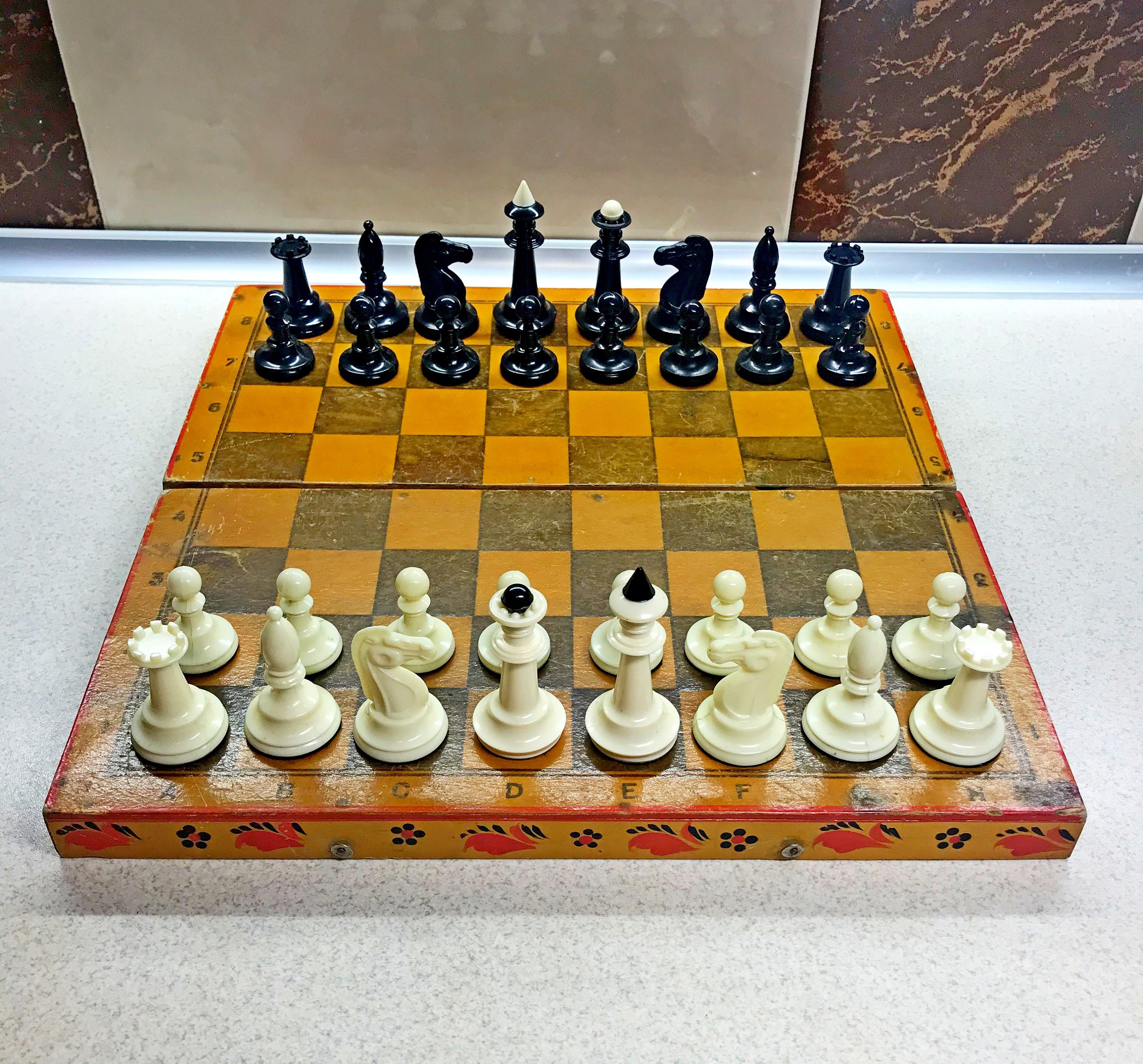 Authentic classic soviet chess set wooden plastic USSR Etsy
