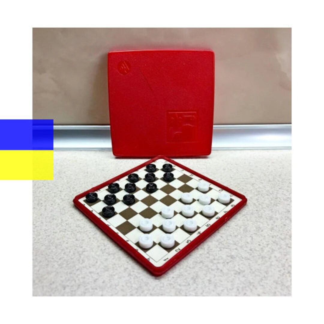 Ukraine Vintage Travel Checkers Set Pocket Checkers Etsy