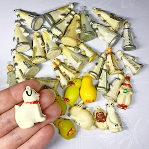 Vintage USSR Christmas Ornaments: Malyutka Plastic Characters, 1970s