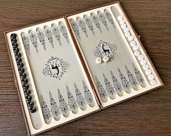Soviet vintage travel backgammon set - USSR magnetic mini backgammon - soviet sport souvenir - Vintage Pocket travel game
