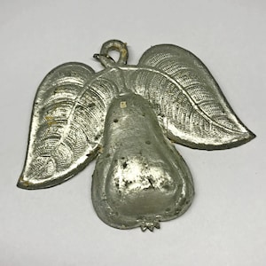 Dresden Cardboard Christmas Tree Ornament Pear 1900 German Antique