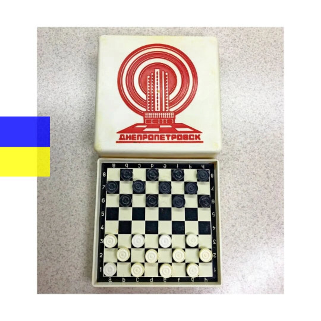 Ukraine Vintage Travel Checkers Set Pocket Checkers Set
