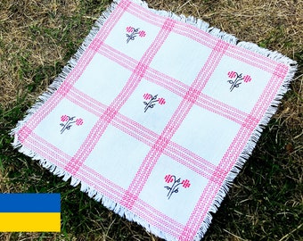 Ukrainian vintage embroidered by hand tablecloth napkin 1970s - Ukrainian Rushnyk - Ukraine sellers - stand with Ukraine