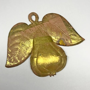 Dresden Cardboard Christmas Tree Ornament Pear 1900 German Antique