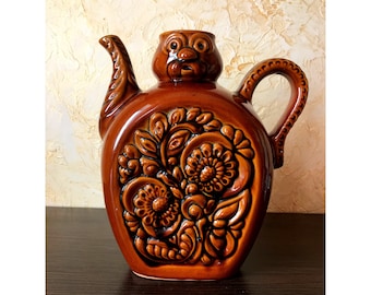 Ceramic decanter vintage Ukraine - Shtof MAJOLICA soviet USSR