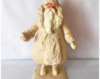 Soviet Christmas Tree cotton wool Ded Moroz - Santa Claus - Vintage collectible Christmas decor - papier-mache Father Frost USSR 1960