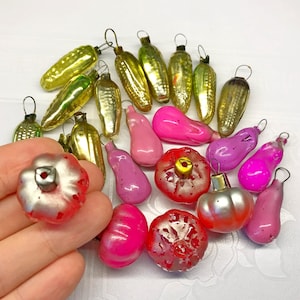 Vintage USSR Glass Christmas Ornaments: Malyutka Vegetable Set
