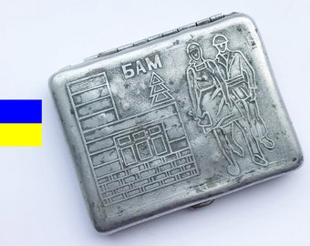 Ukraine Vintage cigarette case BAM Baikal-Amur Mainline - Ukraine sellers - stand with Ukraine