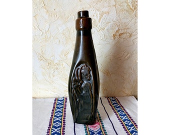 Ceramic bottle vintage Ukraine - Shtof MAJOLICA soviet USSR