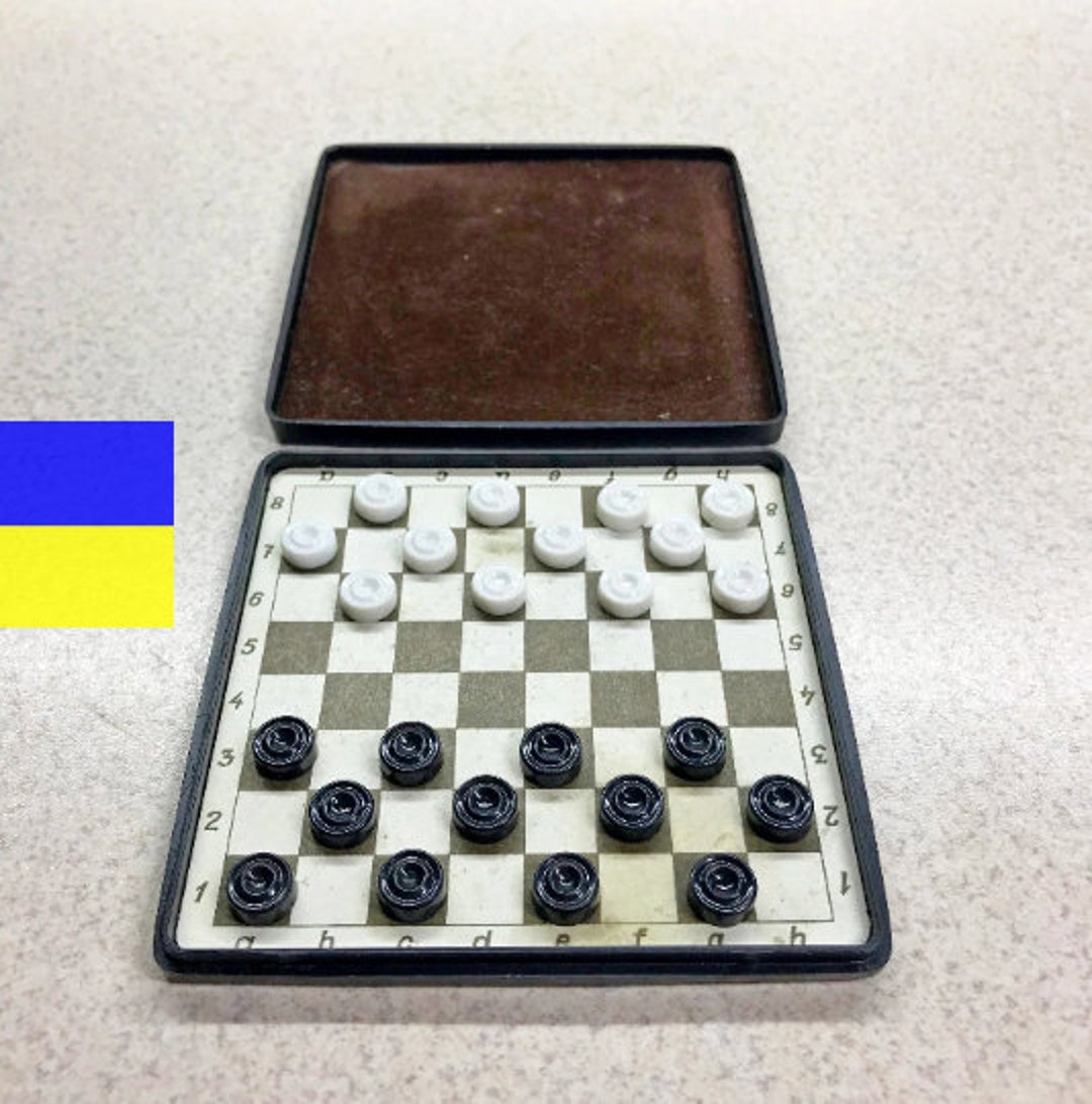 Ukraine Vintage Travel Checkers Set Pocket Checkers Etsy