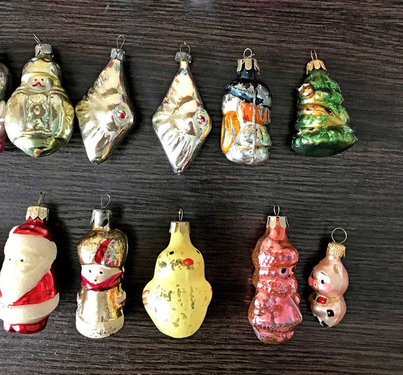 Vintage glass Christmas tree Ornament characters USSR Christmas tree decoration Ukraine Christmas toy soviet zdjęcie 6