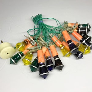 Vintage USSR Christmas Tree Garland: Electric Glass Lights, 1950s Decor