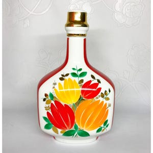 Vintage Lomonosov Porcelain Decanter USSR Tulip Design with Gilding