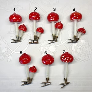 German Vintage glass Christmas tree Ornament Mushroom - GDR decoration