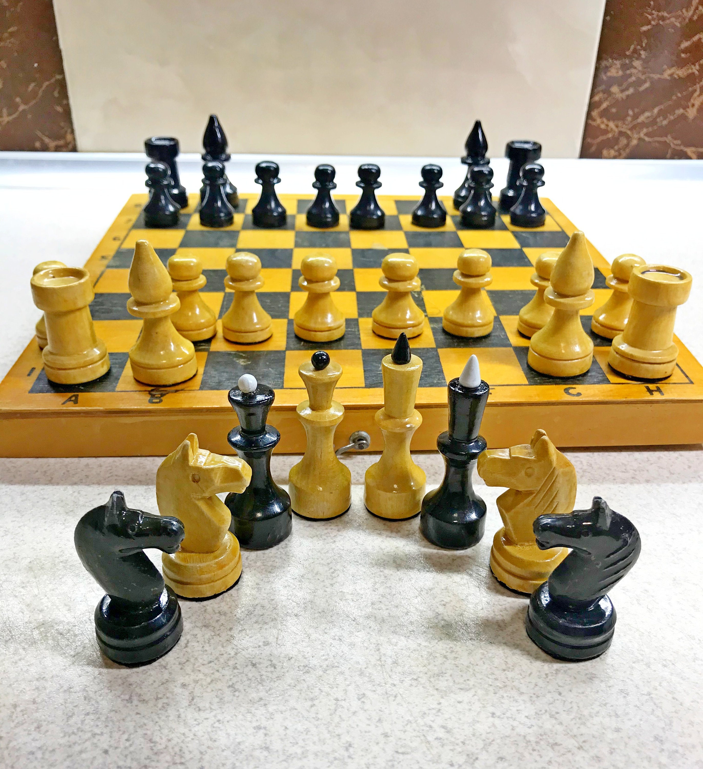 Authentic classic soviet chess set wooden USSR chess Etsy