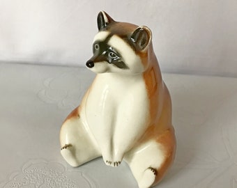Soviet Vintage Porcelain Figurine Raccoon - Leningrad Porcelain Factory