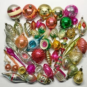 Vintage USSR Glass Christmas Ornaments - Set of 50