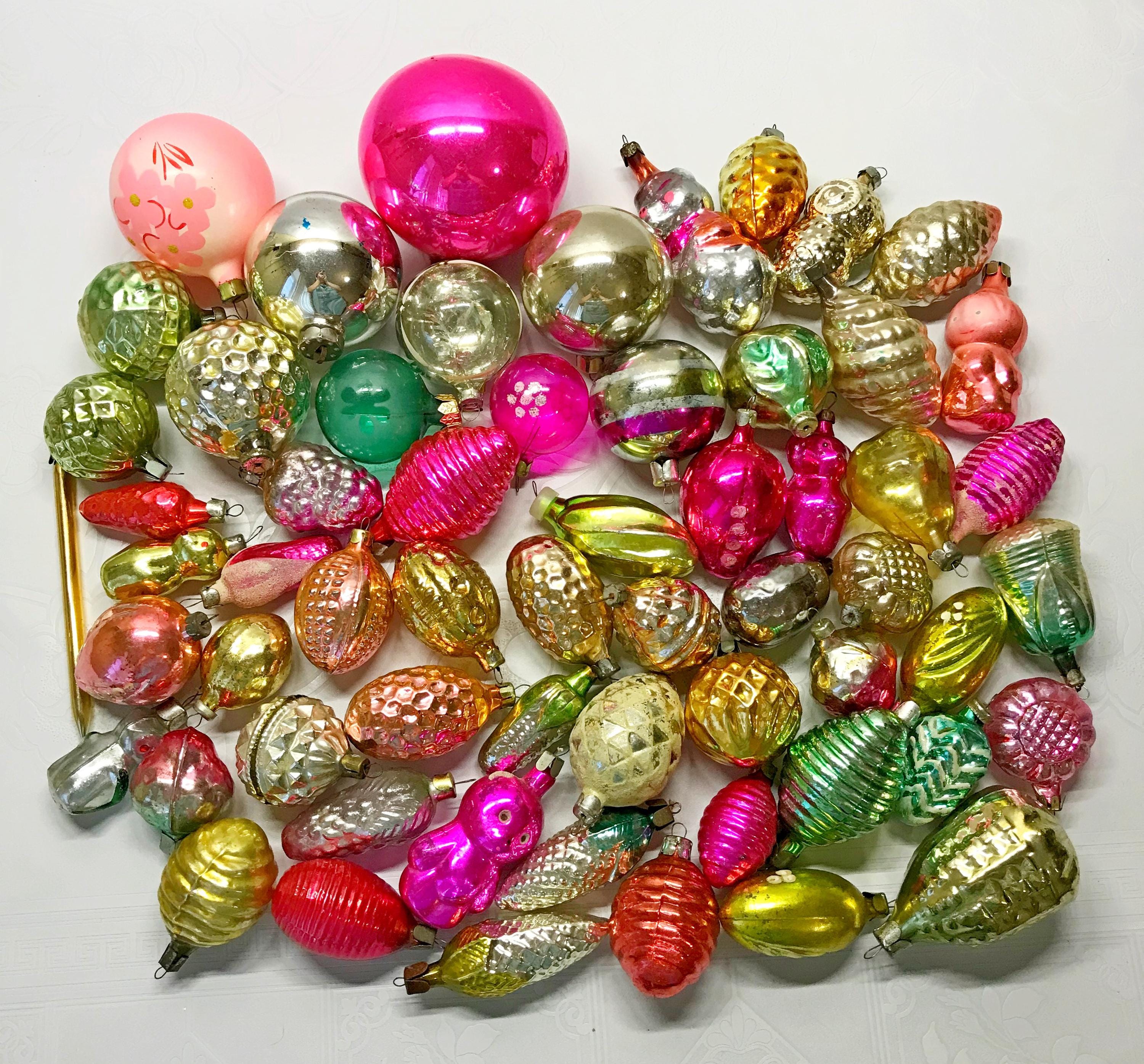 ソビエトヴィンテージガラスクリスマスツリーオーナメント60個セット