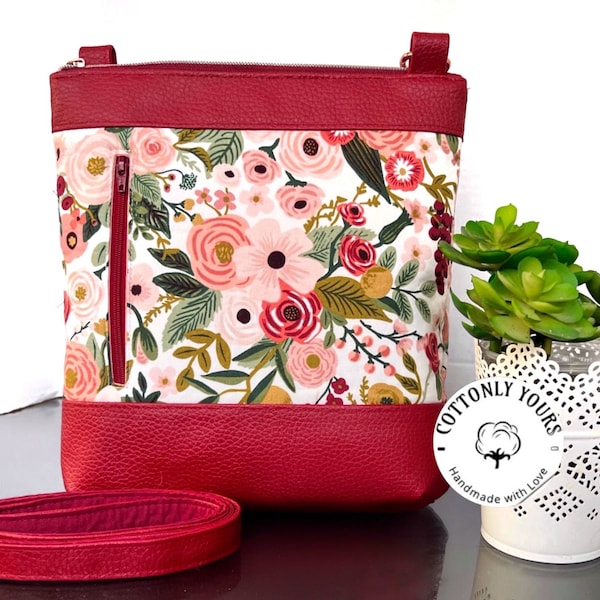 Rifle Paper Co and Cotton+Steel Floral Rose Garden Party Crossbody Bag