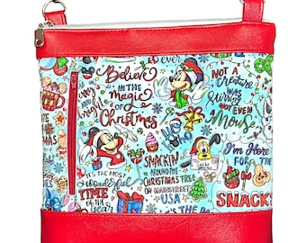 Ready to Ship - Holiday Mouse - Favorite Doodles-  Crossbody Bag