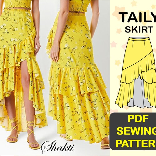 Maxi Skirt Pattern / Flared Skirt Sewing Digital PDF Pattern / - Etsy