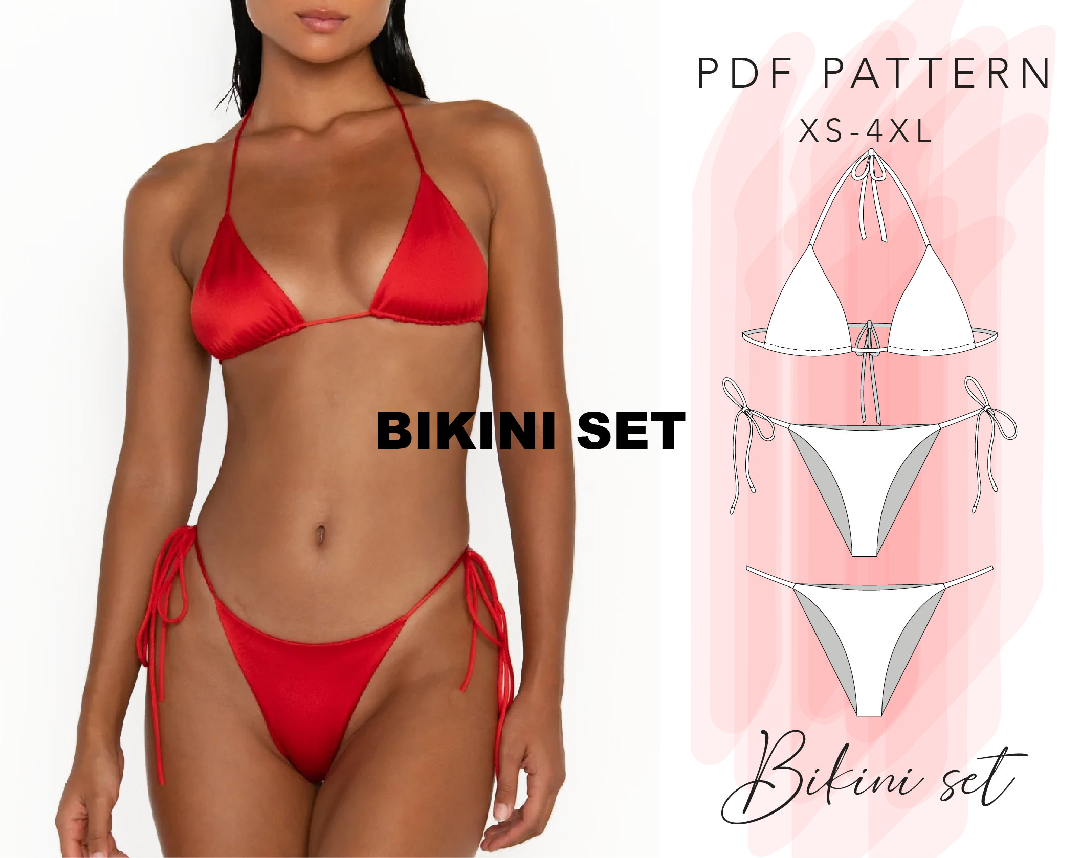 Scyoekwg Plus Size Bathing Suit for Women Bikini Set Clearance Tankini Top  Two Piece Bathing Suit Swimsuits Summer Beach Solid Large Sexy Split