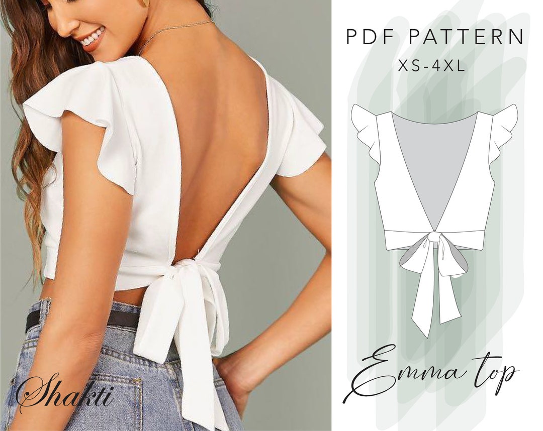 Crop Top Sewing Pattern / Open Back Top Pattern / Plus Size Etsy New Zealand