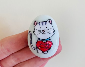 Cat, Kitty, Kitten, Tabby, Lucky, Personalised, Friendship, Good Luck, Keepsake, Stone, Gift, Present, Valentine, Best Friend, Love You