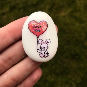 Bunny, Heart, Personalised, Friendship, Good Luck, Keepsake, Stone, Gift, Present, Valentine, Best Friend, Rabbit, Easter, Love You
