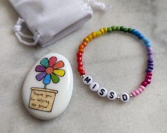 GELOVEN, mindfulness, stressverlichting, armband, gepersonaliseerd, kinderen, veel geluk, aandenken, cadeau, hou van je, geloof, regenboogarmband