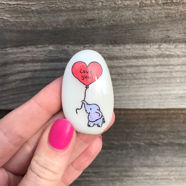 Elephant, Heart, Personalised, Friendship, Good Luck, Keepsake, Stone, Gift, Present, Valentine, Best Friend, Lucky Charm, Love You, Baby
