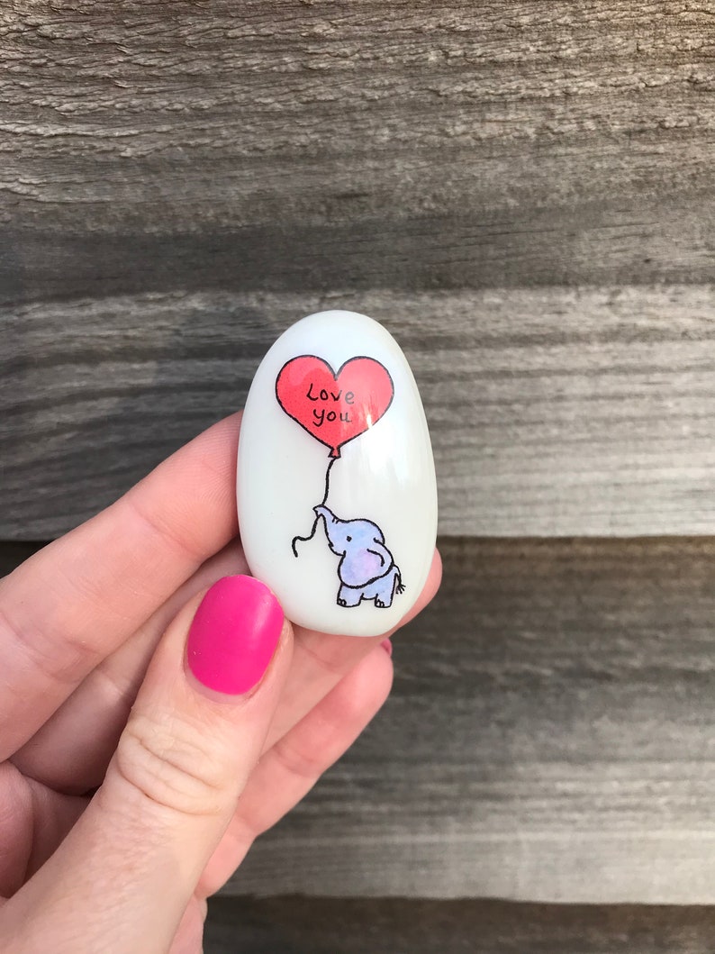 Elephant, Heart, Personalised, Friendship, Good Luck, Keepsake, Stone, Gift, Present, Valentine, Best Friend, Lucky Charm, Love You, Baby image 1
