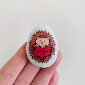 Hedgehog, Heart, Personalised, Friendship, Good Luck, Keepsake, Stone, Gift, Present, Momento, Best Friend, Balloon, Love You