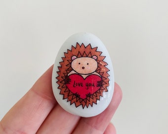 Hedgehog, Heart, Personalised, Friendship, Good Luck, Keepsake, Stone, Gift, Present, Momento, Best Friend, Balloon, Love You