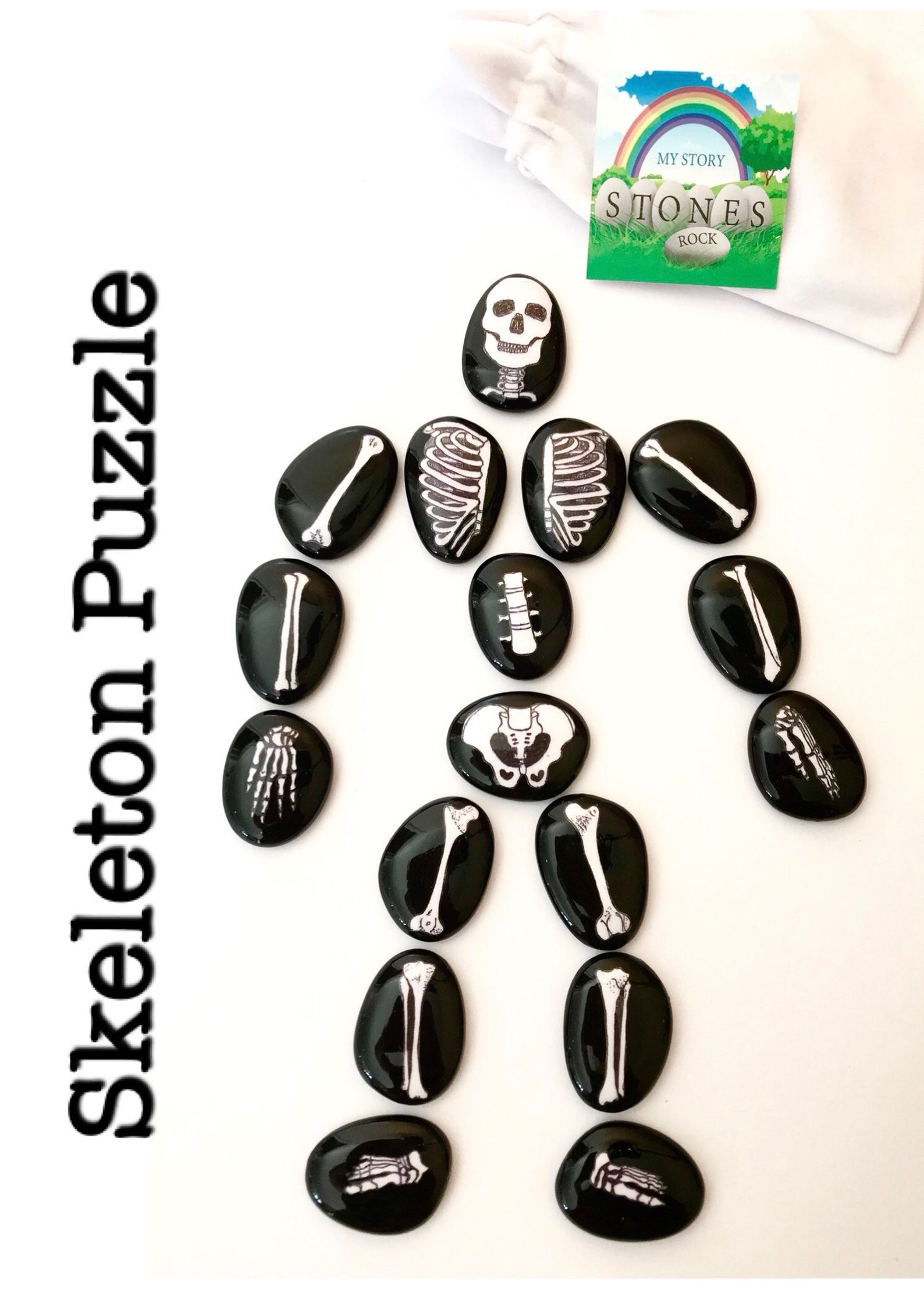 Skeleton Human Skeleton Puzzle Halloween Story Stones Etsy